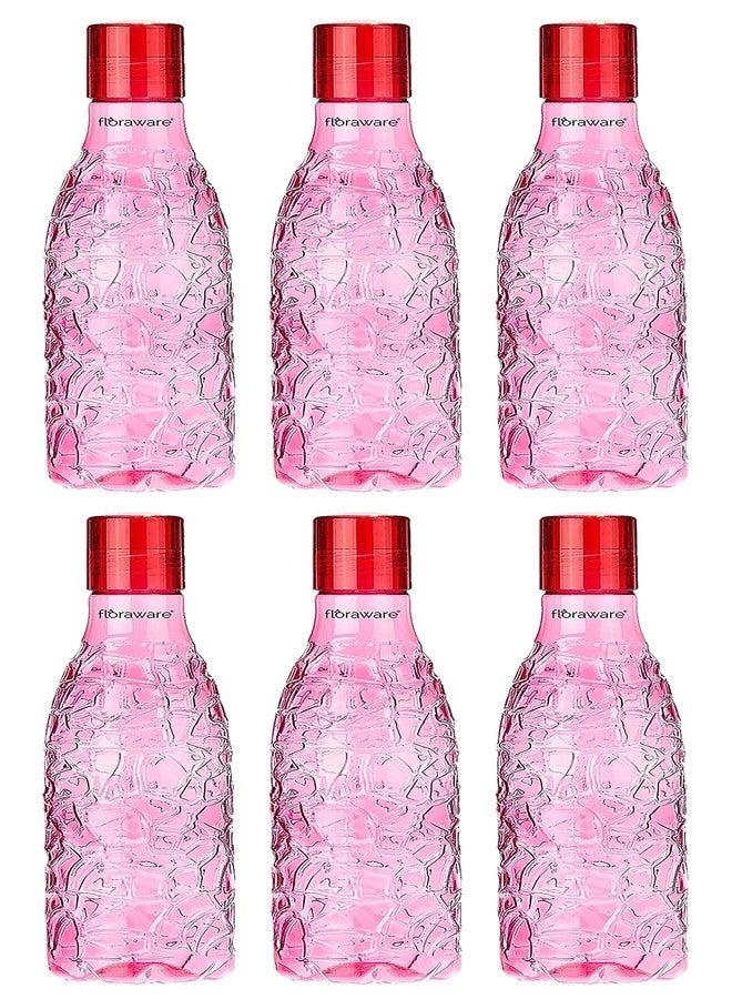Floraware Food Grade Premium Plastic Fridge Round Water Bottle, Drinking Bottle, 1000ml Pack of 6, Pink - Image 1
